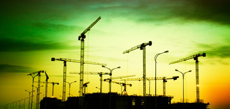 construction site on a sunset