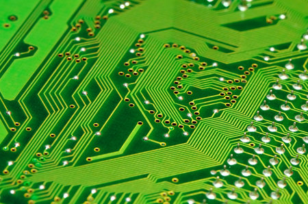 Electronic circuit board close up.