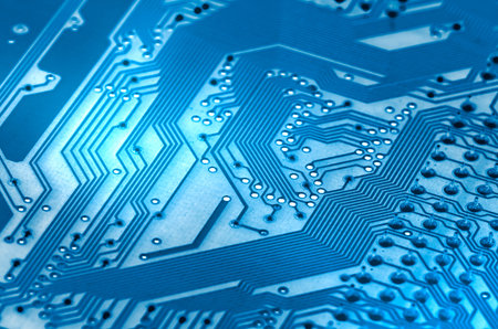 Electronic circuit board close up. X-ray effect.