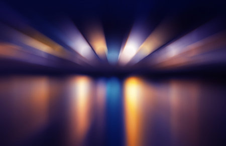 speed motion blur - city lights and reflections on a water