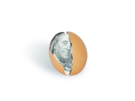 Finance concept - dollar into eggの写真素材
