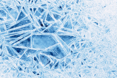 christmas background, abstract pattern of ice on sunrise