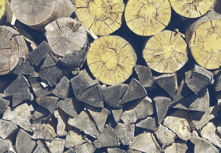 stack of firewood, abstract background, vintage colorsの写真素材