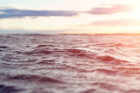 sunset in the open seaの写真素材