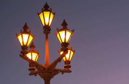 street lamps against the sky in the evening in Saint-Petersburg, Russiaの写真素材