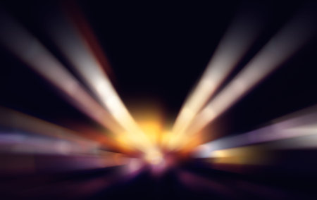 abstract image of blur motion of cars on the city road at night
