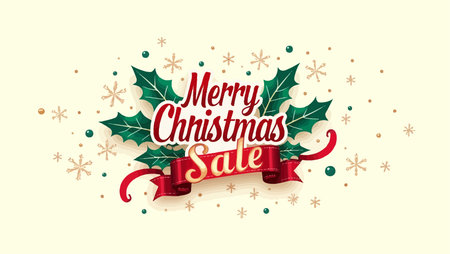 Merry Christmas sale banner with snowflakes. Vector illustration.のイラスト素材