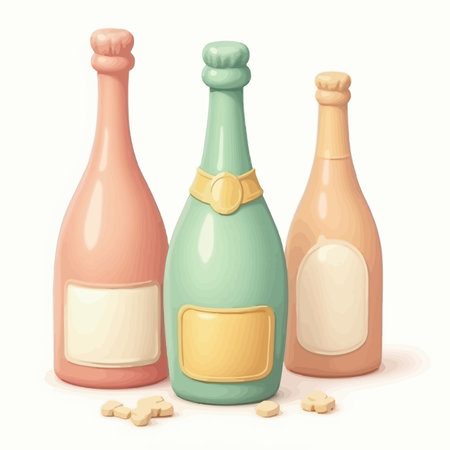 Bottles of champagne isolated on a white background. Vector illustration.のイラスト素材