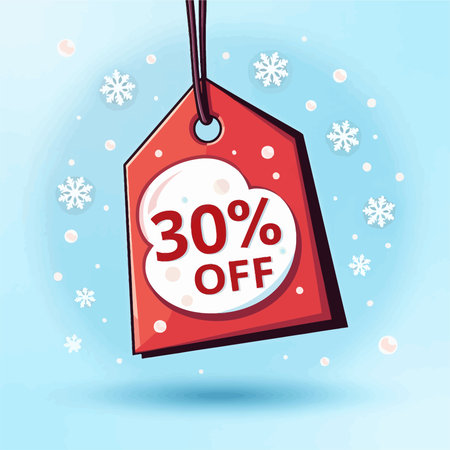 Sale tag with 30 percent off on blue background. Vector illustration.