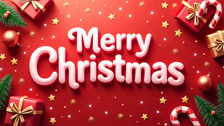 Merry Christmas and Happy New Year lettering. Vector illustration.のイラスト素材