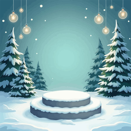 Winter background with Christmas tree and snowdrift. Vector illustration.のイラスト素材
