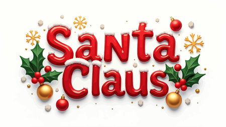 Santa claus lettering with Christmas decoration. Vector illustration EPS10のイラスト素材