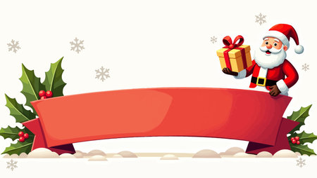 Illustration of a christmas banner with a santa clausのイラスト素材