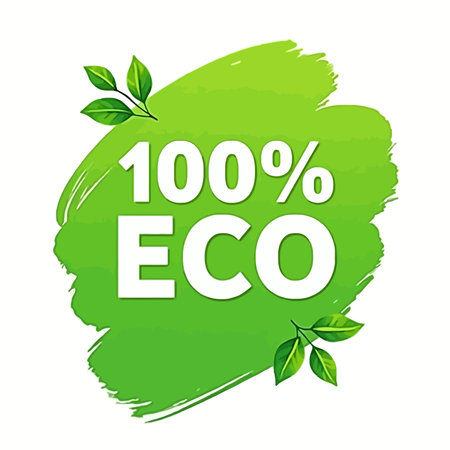100% Eco Label with Green Leaves. Vector Illustration EPS10のイラスト素材