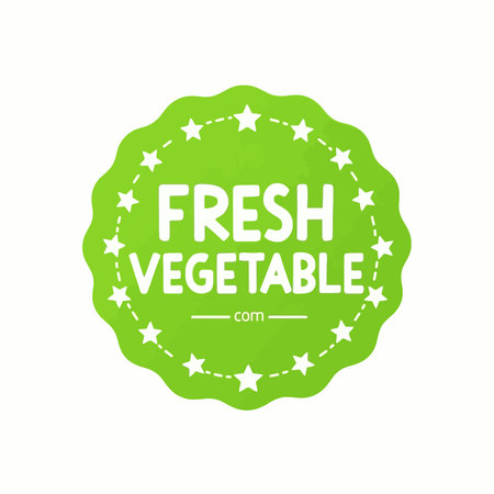 Fresh vegetable label on white background. Vector illustration. Eps 10.のイラスト素材