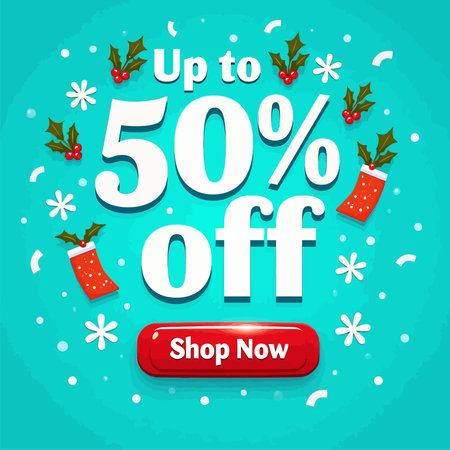 Sale up to 50% off, vector illustration. Special offer on blue background.のイラスト素材