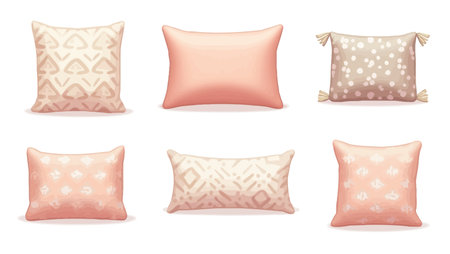 Set of decorative pillows. Vector illustration isolated on white background.のイラスト素材