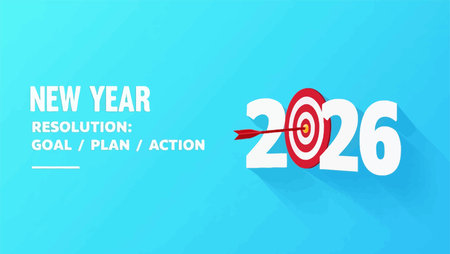 New Year Resolution Goal Target Vector Template Design Illustration. New Year Resolution Inspiration...