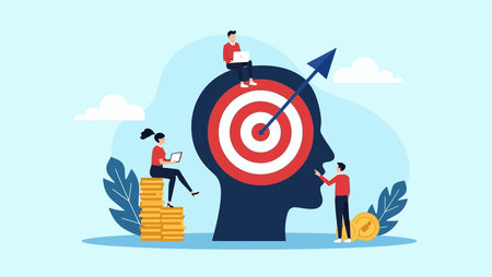 Businessman and businesswoman in a head with a target. Concept of successful teamwork, brainstorming...