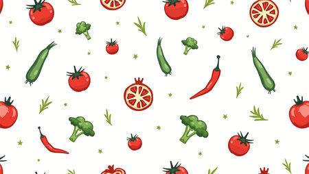 Seamless pattern with fresh vegetables. Vector illustration in cartoon style.