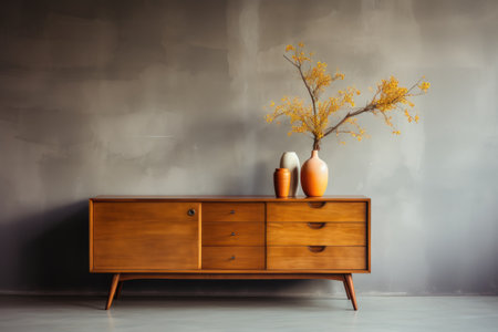 Interior with modern wooden chest of drawers inspiration ideasの素材