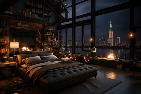 cool black aesthetic bedroom modern city night view inspiration ideasの素材