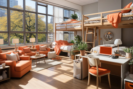 3d rendering interior of a loft style living room with a beautiful viewの素材