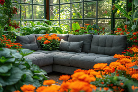 a room with serene peaceful ambiance and plants decorated ideas style inspirationの素材