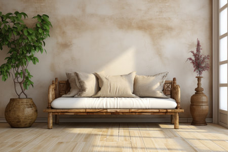 minimalist interior design with natural woven bamboo wooden decoration style inspiration ideasの素材