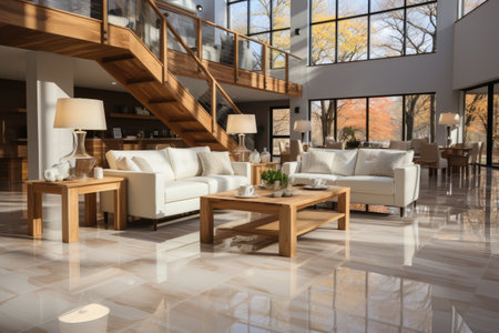 living room with woody and natural theme style inspiration ideasの素材