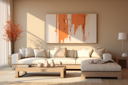 living room with woody and natural theme style inspiration ideasの素材