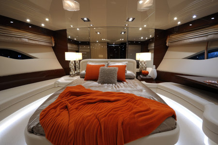 bedroom at fancy yacht decoration style inspiration ideasの素材