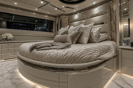 bedroom at fancy yacht decoration style inspiration ideasの素材