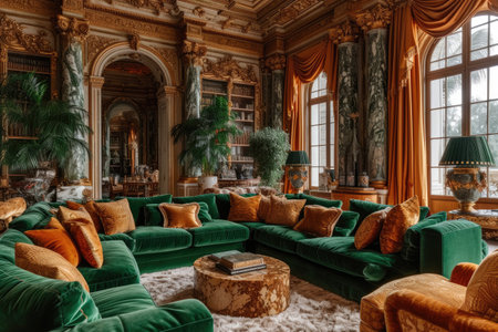 luxury living room decorated with a chandelier in the style of classic inspiration ideasの素材