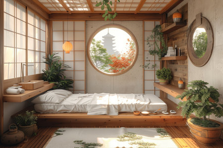 an elegant spa room massage tables in the style of nature-inspired imagery style inspiration ideasの素材