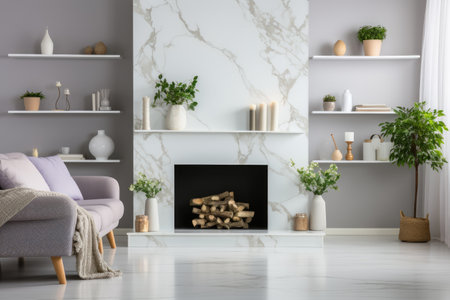 The living room with a marble theme looks clean and comfortable decor inspiration ideasの素材