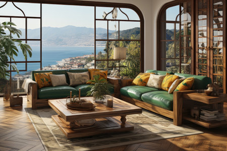 the entrance to the living room with wooden deck in the tropical style decor inspiration ideasの素材