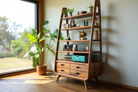 shelves with a dresser or drawer use teak wood decoration style inspirationの素材