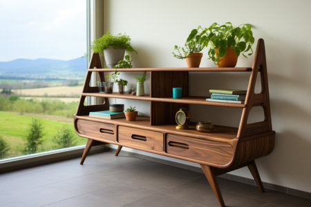 shelves with a dresser or drawer use teak wood decoration style inspirationの素材