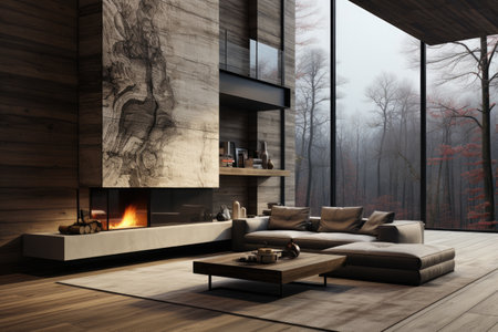 minimalist living room with wooden floors and furniture inspiration ideasの素材