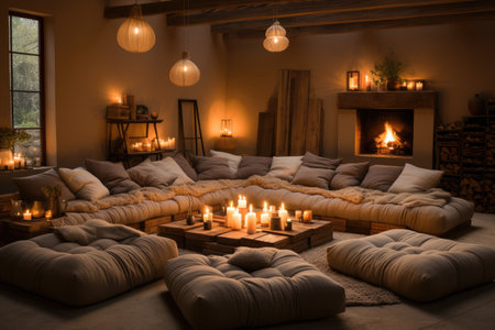living room with good lighting design make it luminous and glowing inspiration ideasの素材