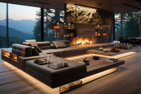 living room with good lighting design make it luminous and glowing inspiration ideasの素材