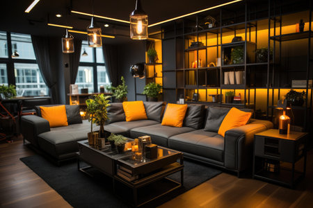 living room with good lighting design make it luminous and glowing inspiration ideasの素材