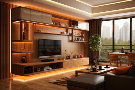 living room with good lighting design make it luminous and glowing inspiration ideasの素材