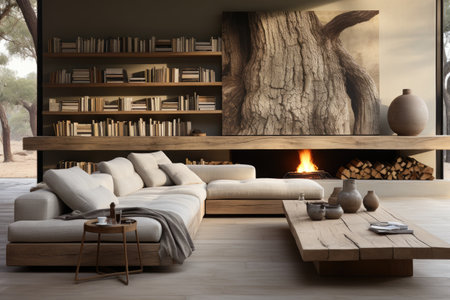 minimalist living room with wooden floors and furniture inspiration ideasの素材