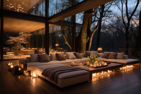 living room with good lighting design make it luminous and glowing inspiration ideasの素材