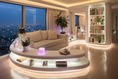living room with good lighting design make it luminous and glowing inspiration ideasの素材
