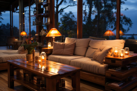 living room with good lighting design make it luminous and glowing inspiration ideasの素材