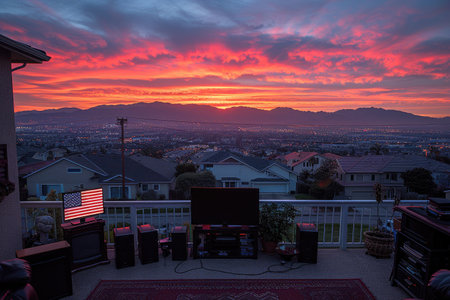 cozy living room with beautiful view from window decoration style inspiration ideasの素材