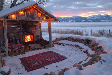 cozy living room with beautiful view from window decoration style inspiration ideasの素材